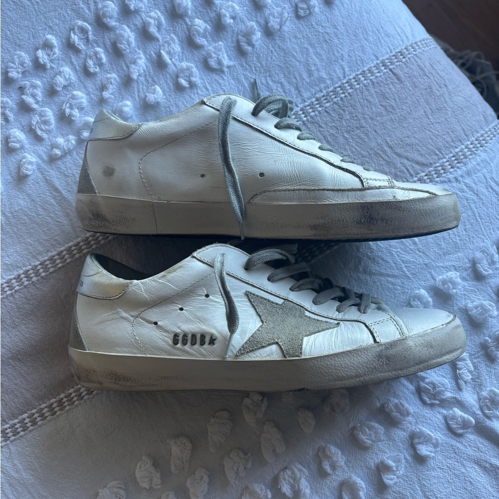Golden Goose White and Gray Star Sneakers